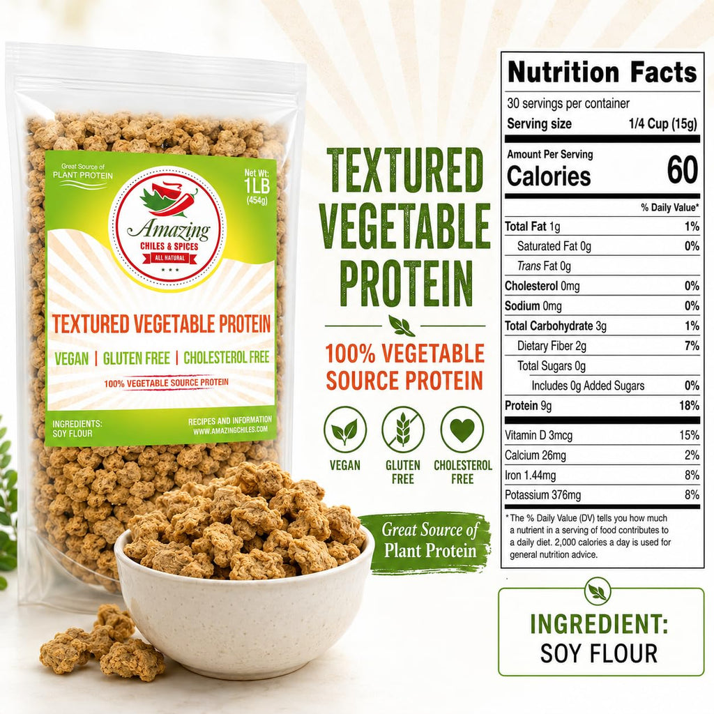 Amazing Chiles & Spices Textured Vegetable Protein TVP - 1 LB - image 2