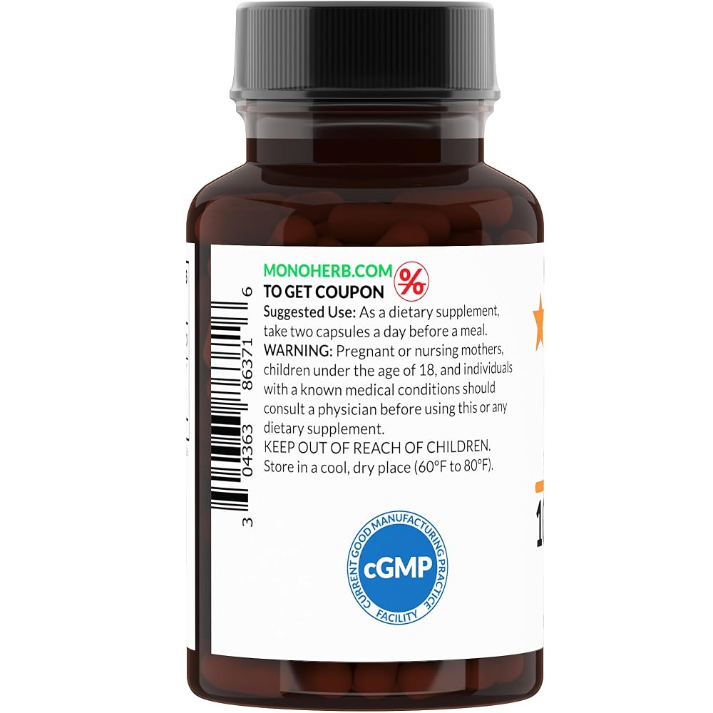 MONOHERB Fadogia Agrestis 10:1 Extract 1000 mg - 90 Vegetarian Capsules - image 3