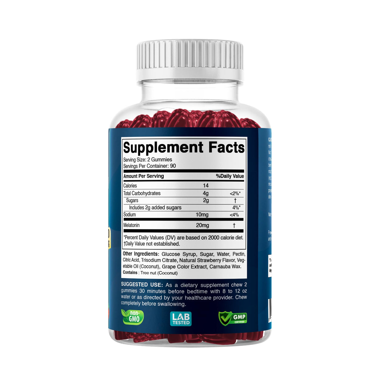 Vitabod Melatonin 20mg Gummies - 180 Count - Drug Free - Natural