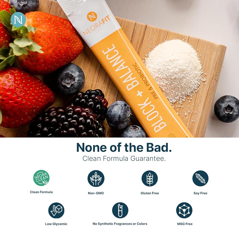 NEORA Block+Balance Pre and Probiotic Powder - 30 Stick Packs - image 5