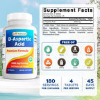 Best Naturals D-Aspartic Acid 3000mg - 180 Tablets - image 2