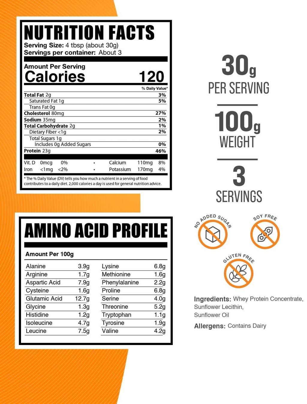 BulkSupplements Whey Protein Concentrate Powder Unflavored - 100g - image 2