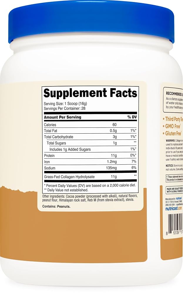 Nutricost Collagen Peptides Powder Chocolate Peanut Butter - 1 LB - image 5