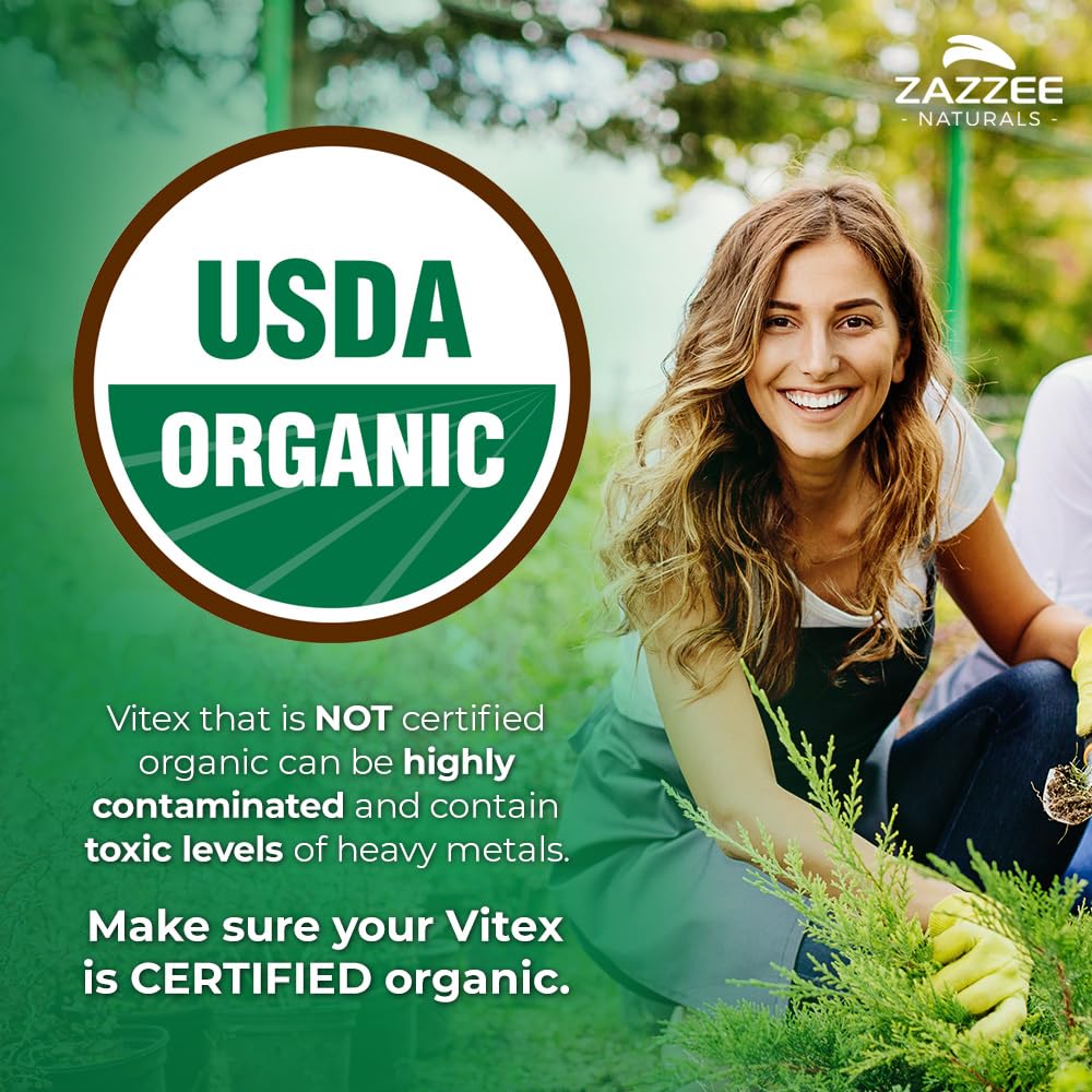 Zazzee USDA Organic Vitex Chasteberry - 120 Vegan Capsules - image 2