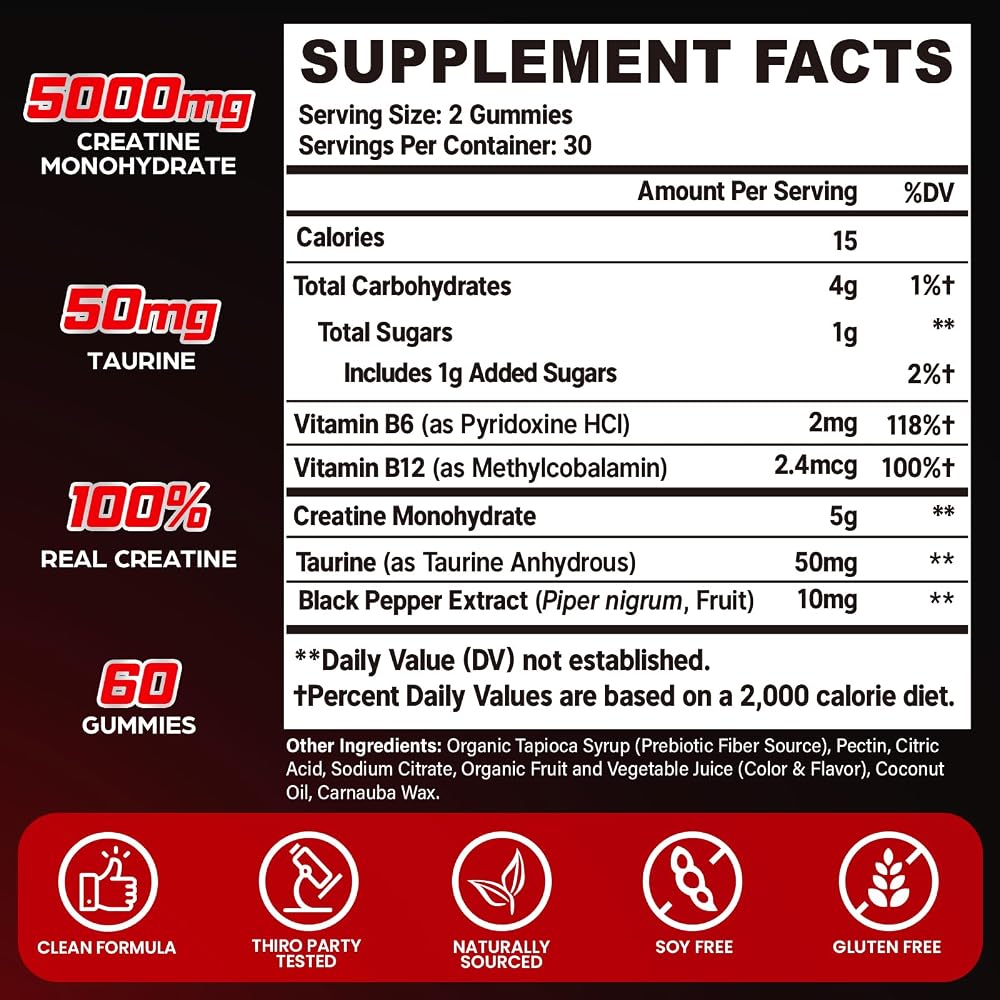 Trupretty Creatine Monohydrate Gummies for Women & Men
