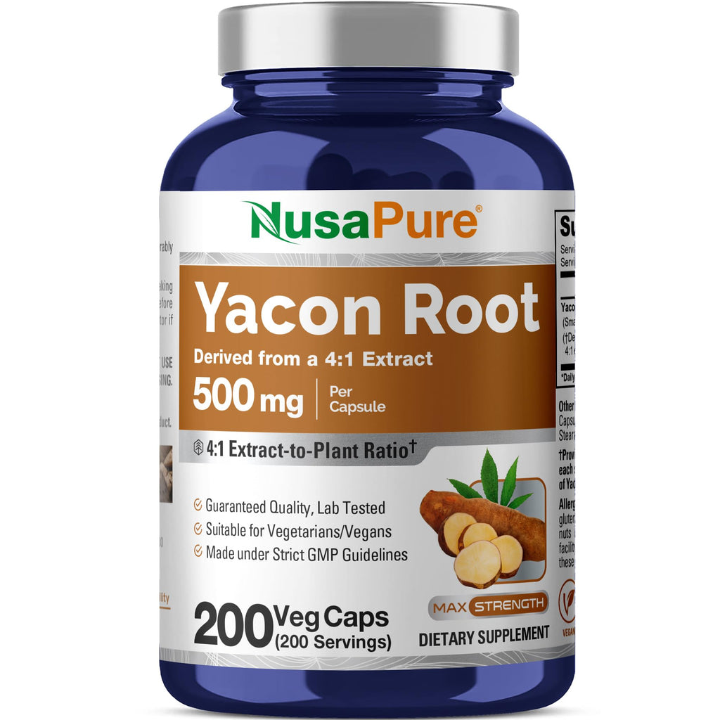 NusaPure Yacon Root 500mg Vegan - 200 Vegetarian Capsules