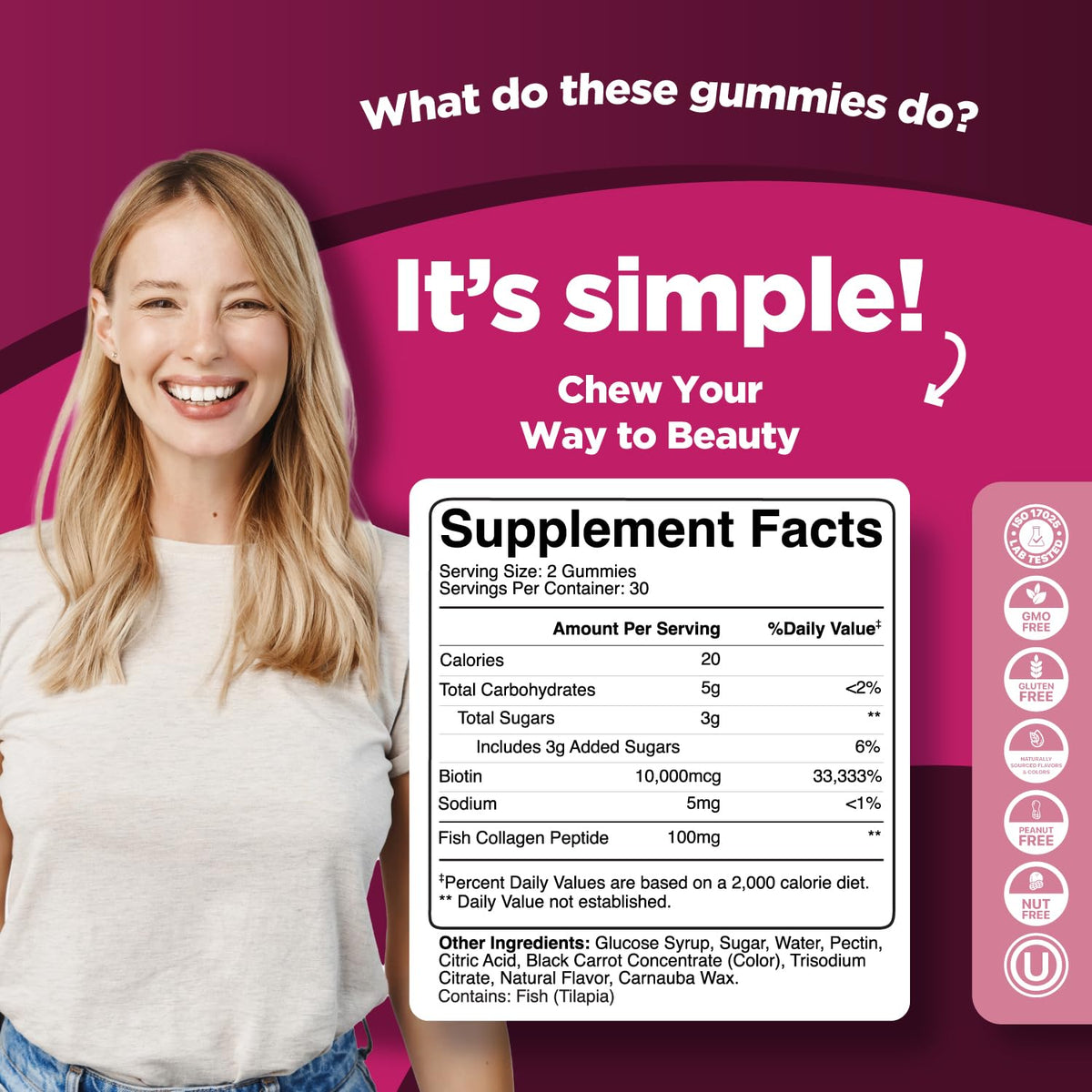 Phytoral Hydrolyzed Collagen Gummies for Hair, Skin & Nails - 60 Count - image 3