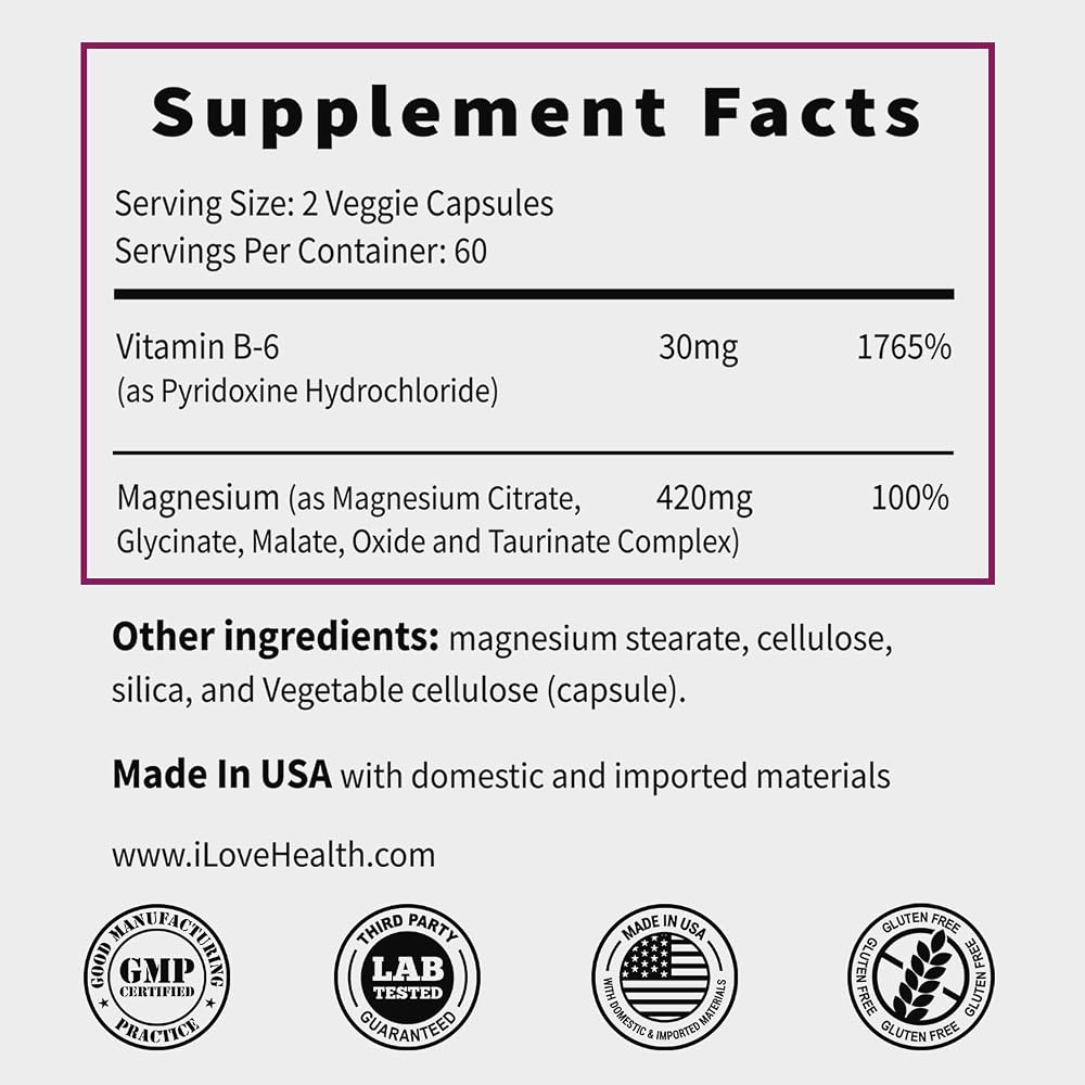 I LOVE HEALTH Magnesium Glycinate Complex 420mg - 120 Capsules - image 6