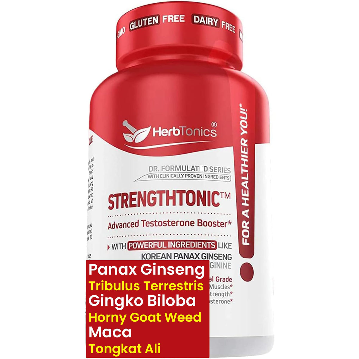 Herbtonics Testosterone Support Red Panax Ginseng - 60 Capsules