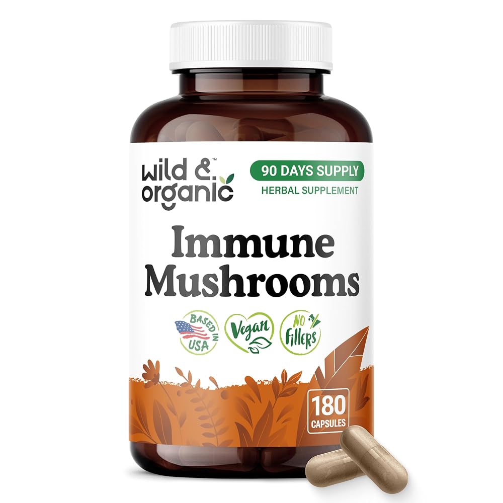 Wild & Organic Immune Mushroom Blend Capsules - 8 Mushroom Complex