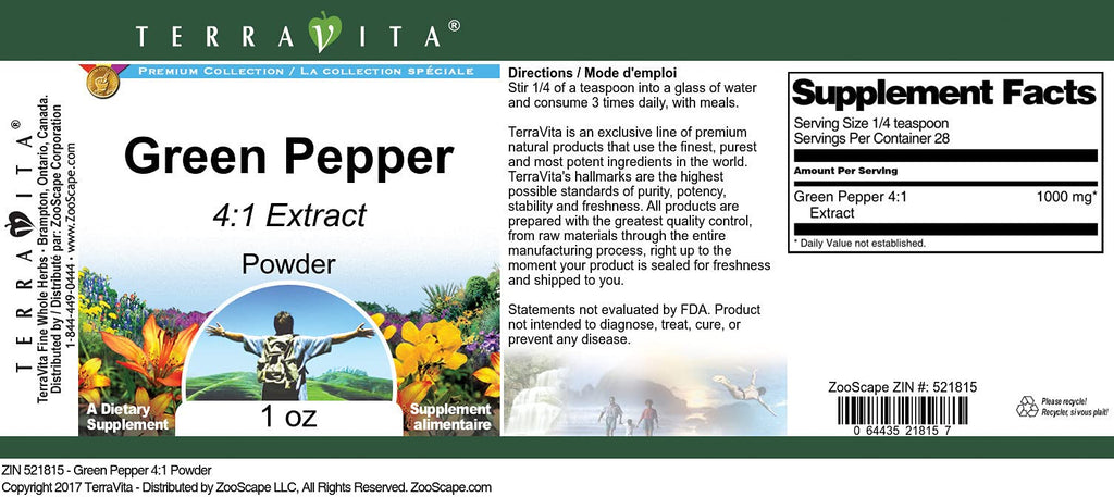 Terravita Green Pepper 4:1 Powder - 1 oz - image 2