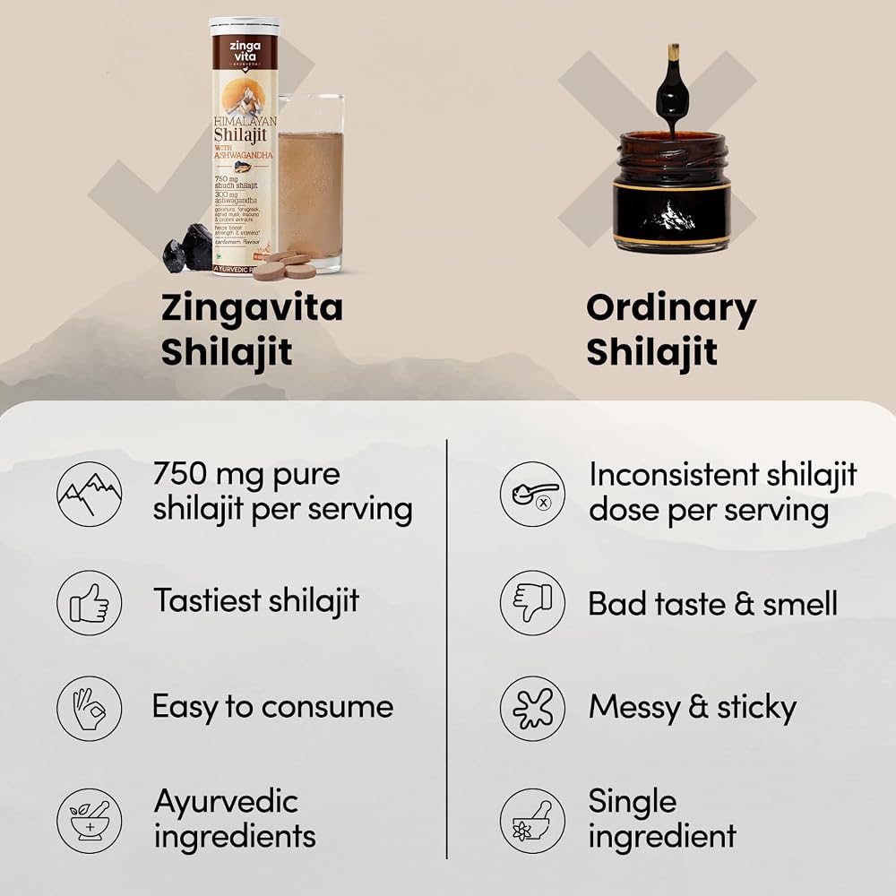 Zingavita Ayurveda Himalayan Shilajit 750mg Effervescent - 30 Count - image 6