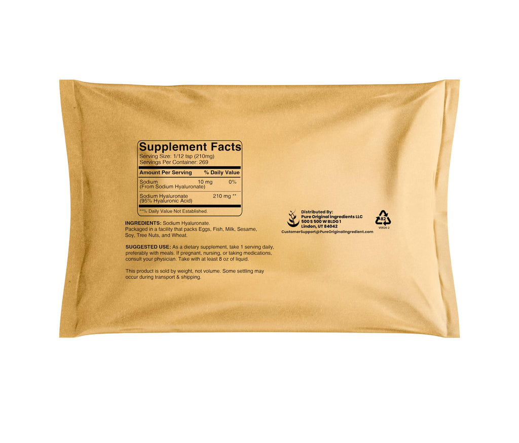 PURE ORIGINAL INGREDIENTS Hyaluronic Acid, Water Soluble, Fine Powder