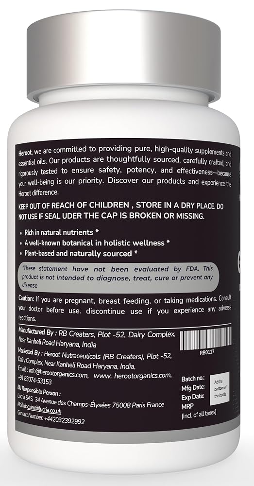 Heroot Gotu Kola Capsules 400mg - 60 Capsules - image 3