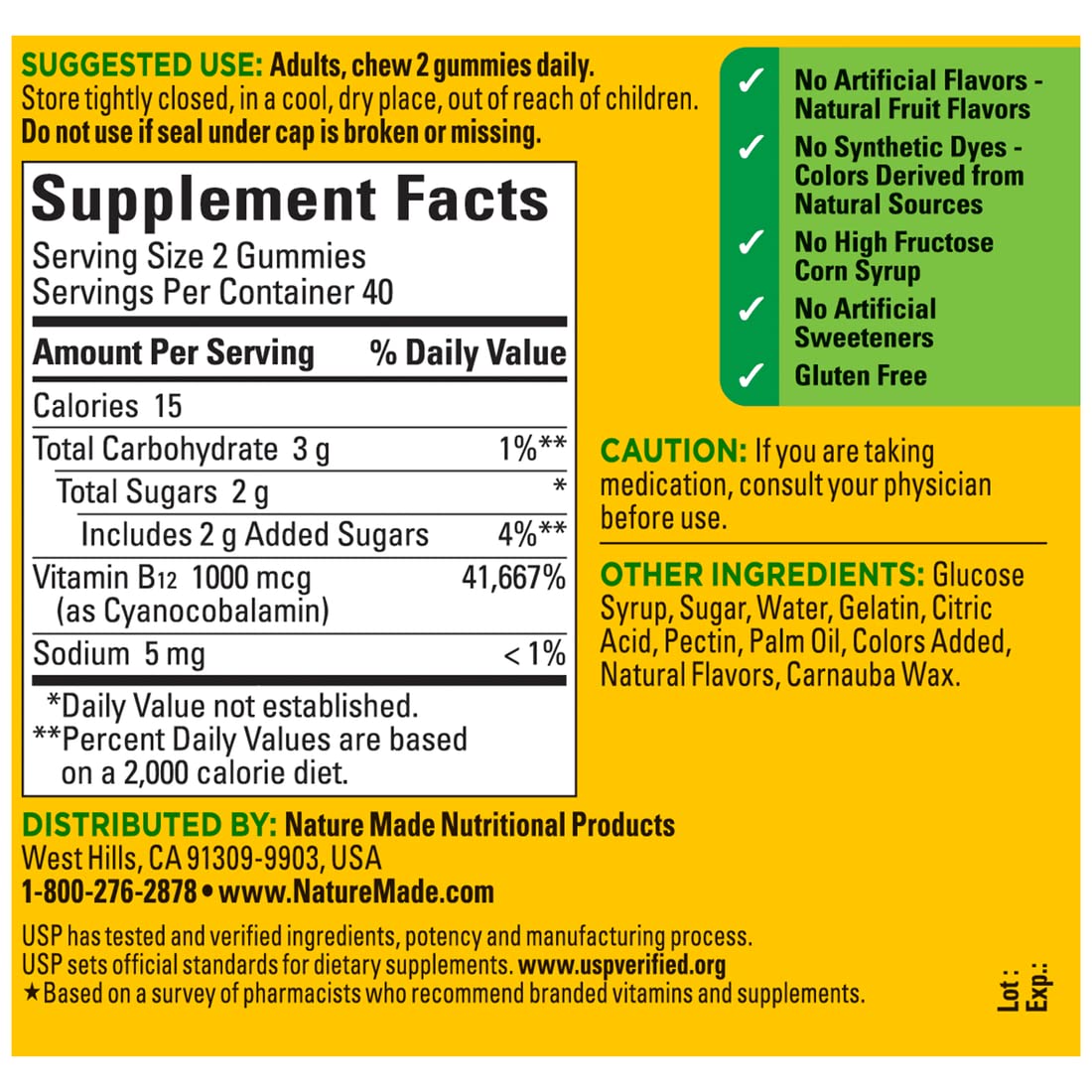 Nature Made B12 Energy Gummies 1000 mcg - 160 Count - image 2