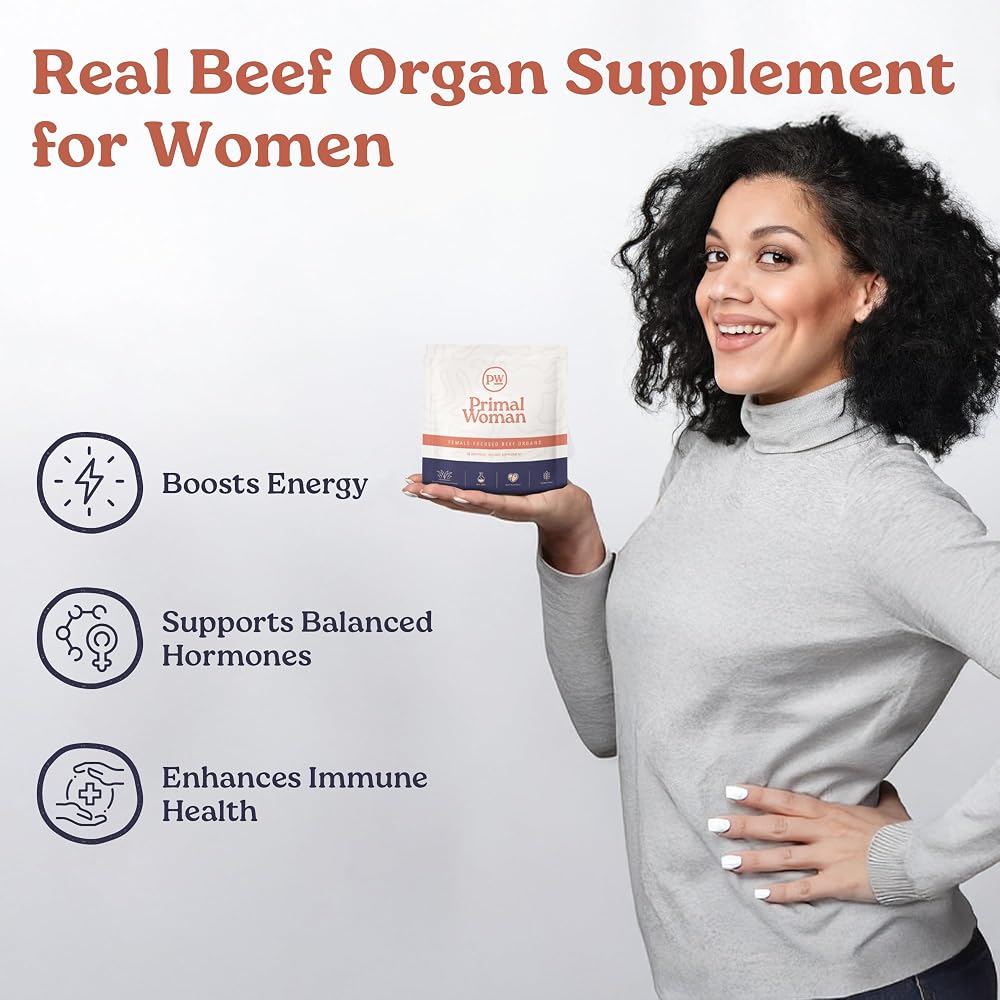 Primal Woman Beef Organ Liver Heart Capsules - 60 Count - image 2