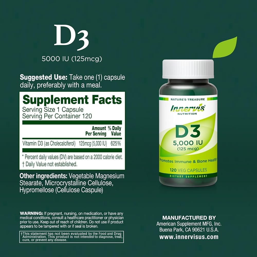 INNERVISNUTRITION Vitamin D3 5000 IU Immune & Bone Support - image 8