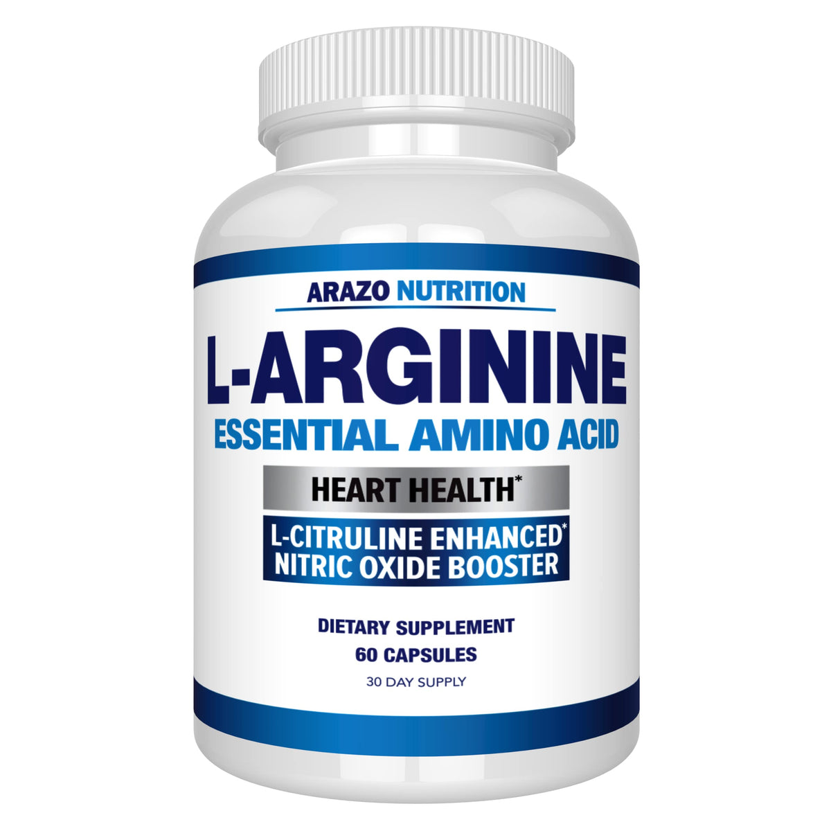 Arazo Nutrition L-Arginine 1340mg Nitric Oxide Booster - 60 Capsules