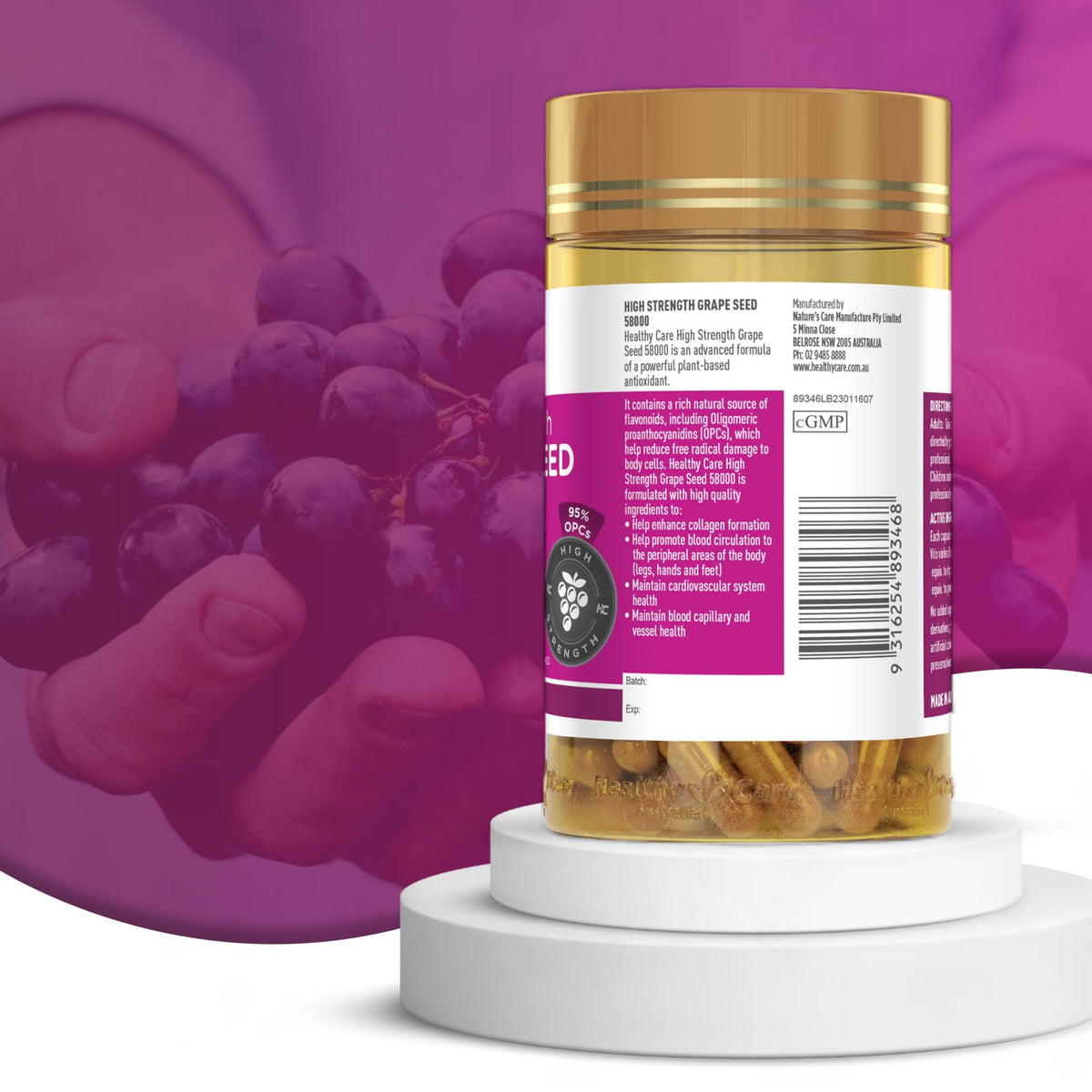 Xllent Healthy Care Grape Seed Extract 58000 - 200 Capsules - image 3