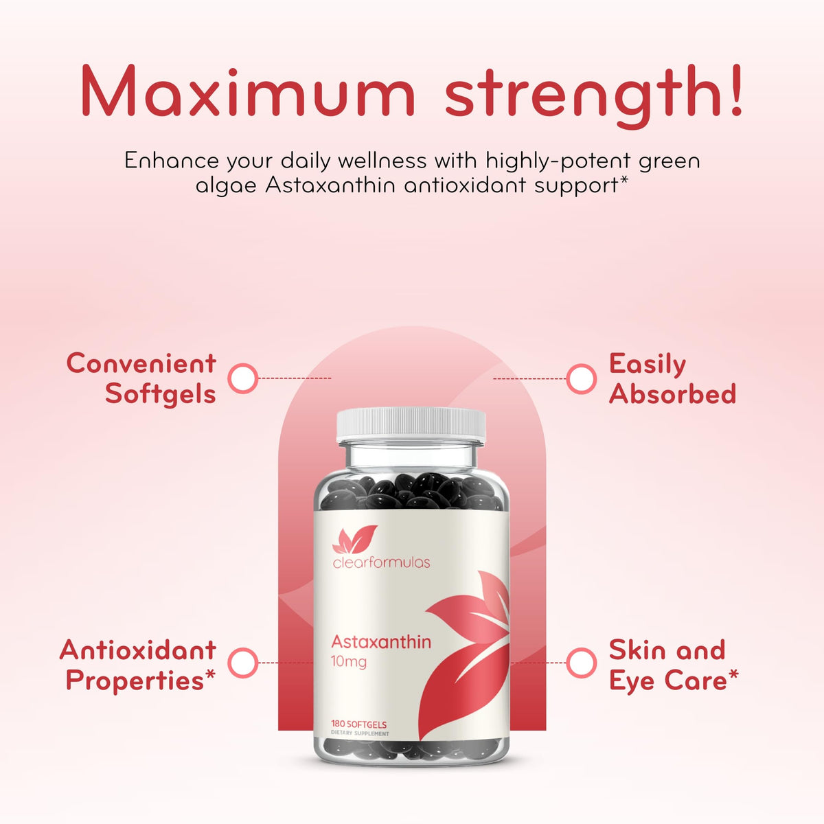 Clear Formulas Astaxanthin 10mg - 180 Softgels - image 5