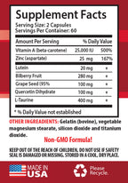 Health Solution Prime Eye Vitamins with Lutein & Bilberry - 60 Capsules - image 2