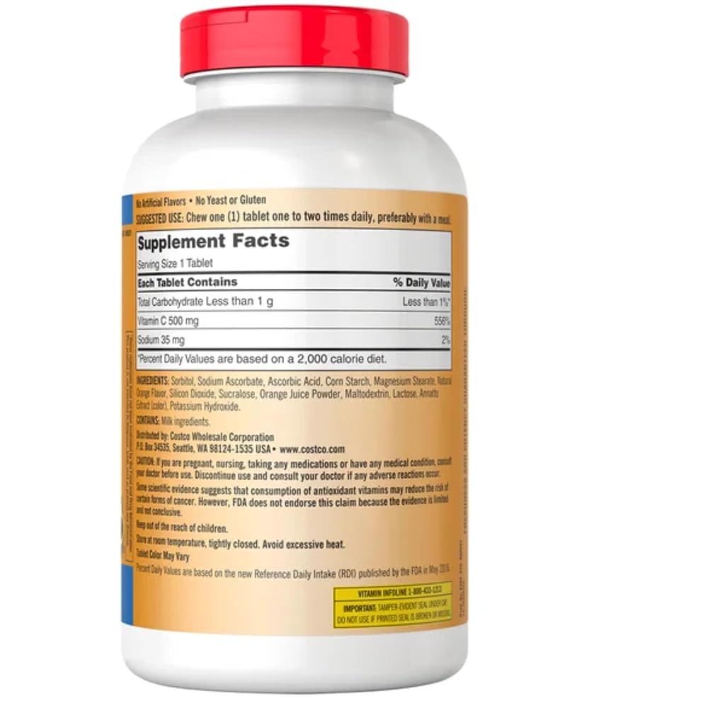 Kirkland Signature Chewable Vitamin C 500 mg - 500 Tablets - image 2