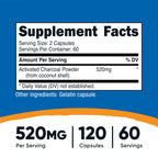 Nutricost Activated Charcoal 120 Capsules - Premium Activated