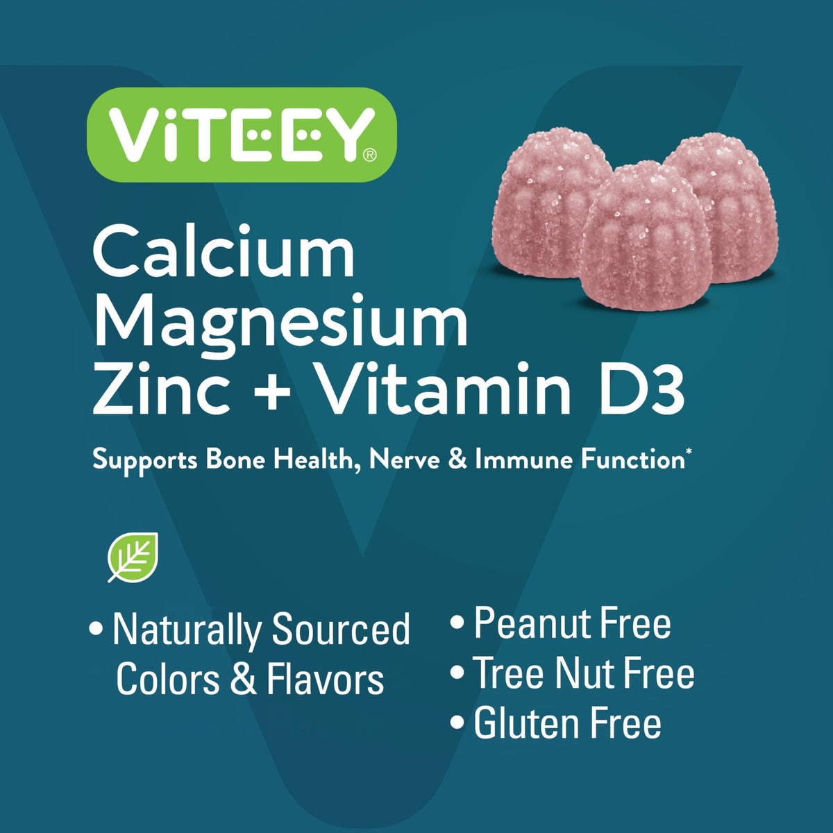 Viteey Calcium Magnesium Zinc Gummies with Vitamin D3 - 90 Gummies - image 5