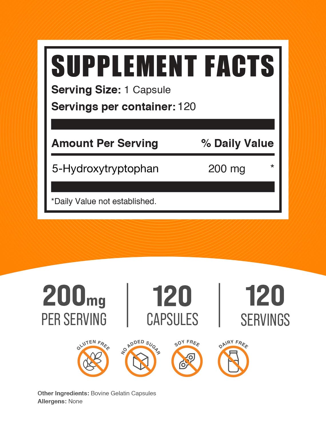BulkSupplements.com 5-HTP 200mg Capsules