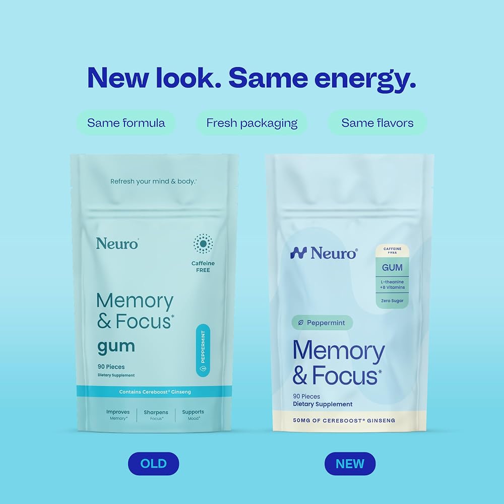 Neuro Memory & Focus Gum Peppermint Caffeine-Free - 90 Count - image 2