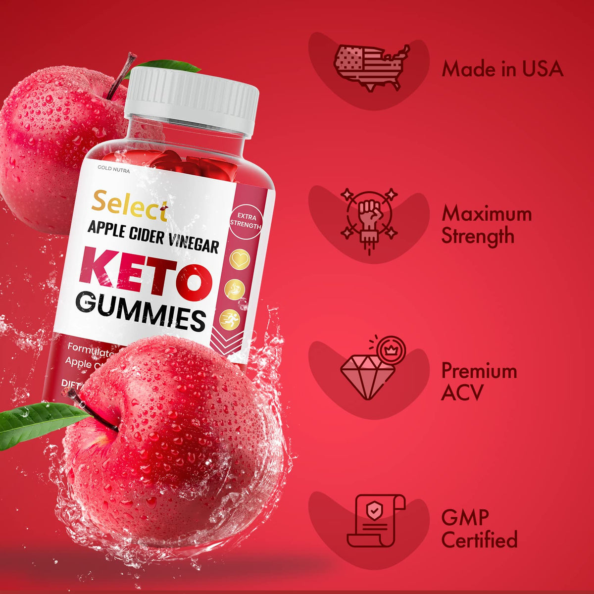 Gold Nutra Select Keto ACV Gummies Maximum Strength - 3 Pack - image 4