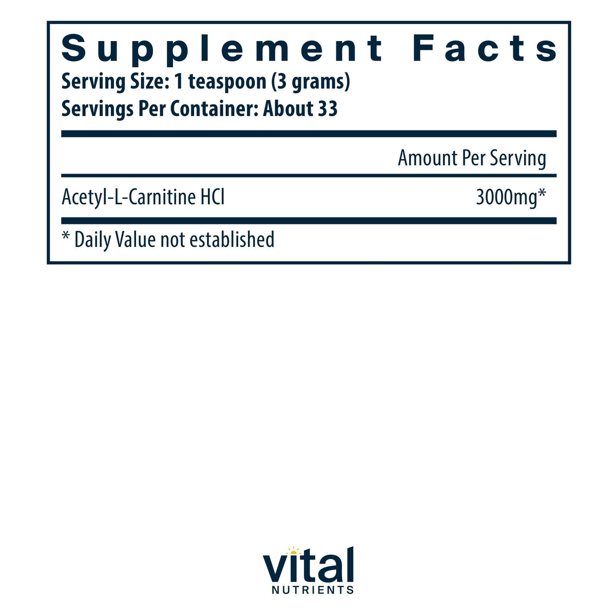 Vital Nutrients Acetyl L-Carnitine Powder for Brain Support - 100g - image 2
