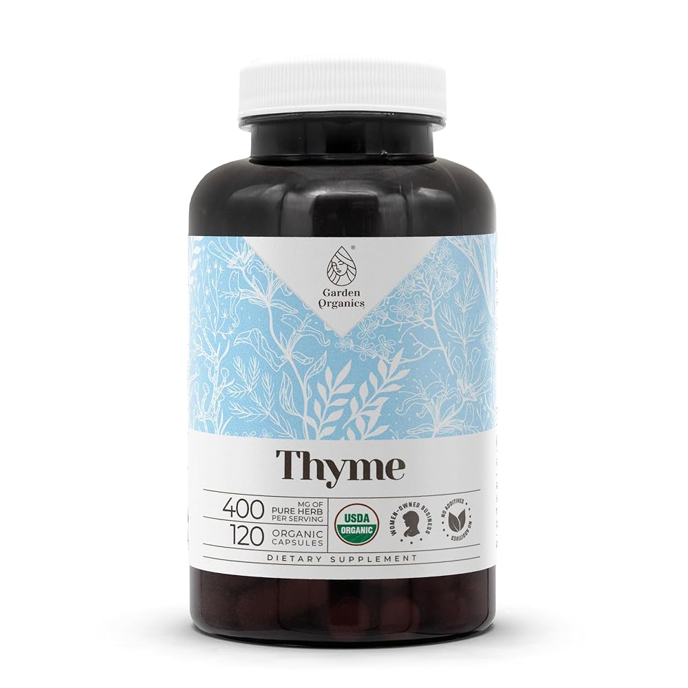 Garden Organics Thyme USDA Organic Supplement - 120 Vegetarian Capsules