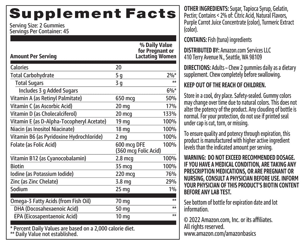 Amazon Basics Prenatal & DHA Gummy - 90 Count - image 5