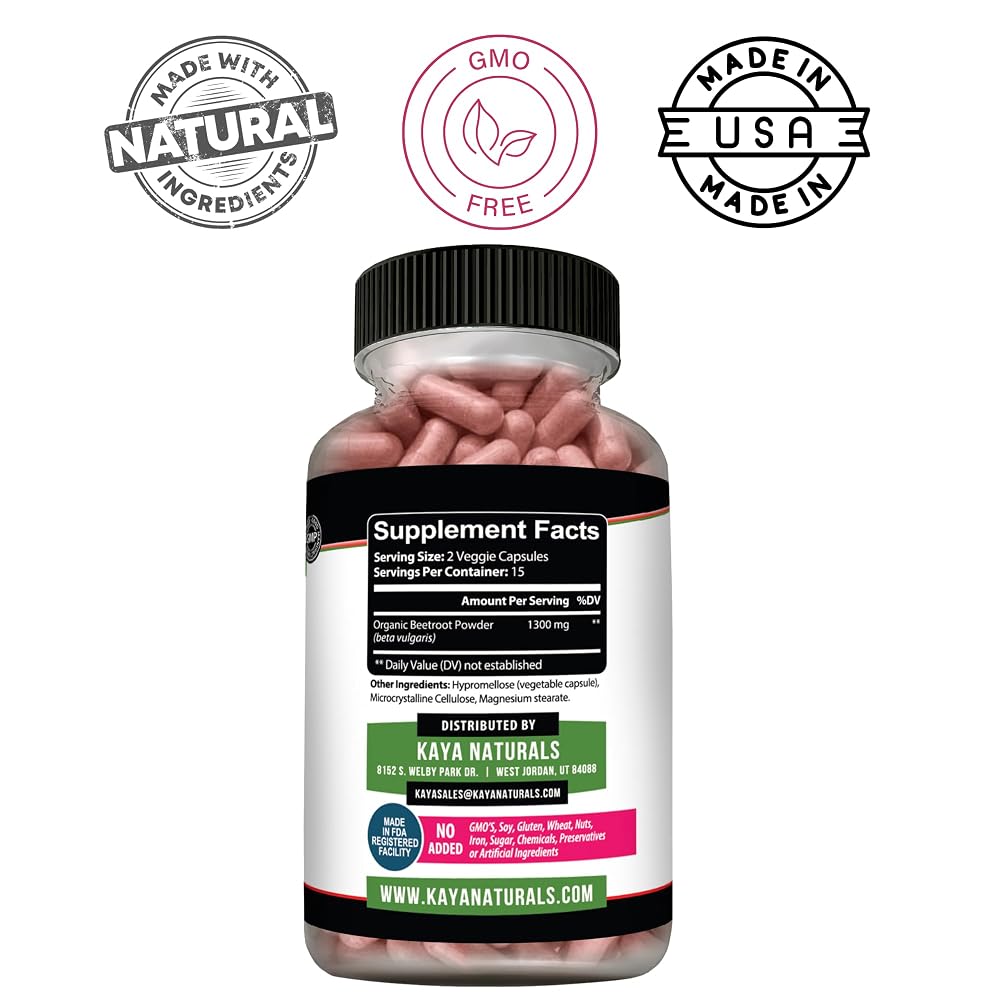 Kaya Naturals Beet Root Powder 1300 mg - 30 Capsules - image 3