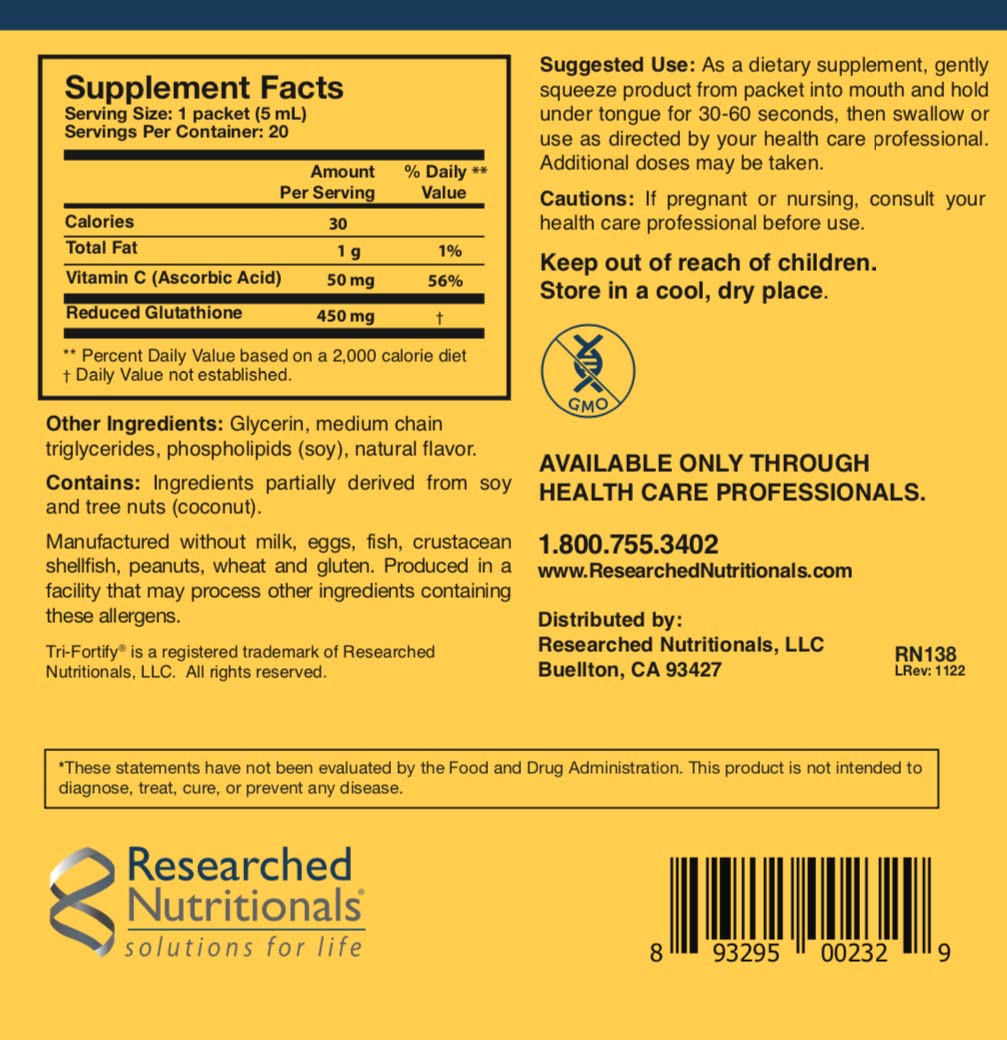 Researched Nutritionals Tri-Fortify Liposomal Glutathione - 20 Packets - image 6
