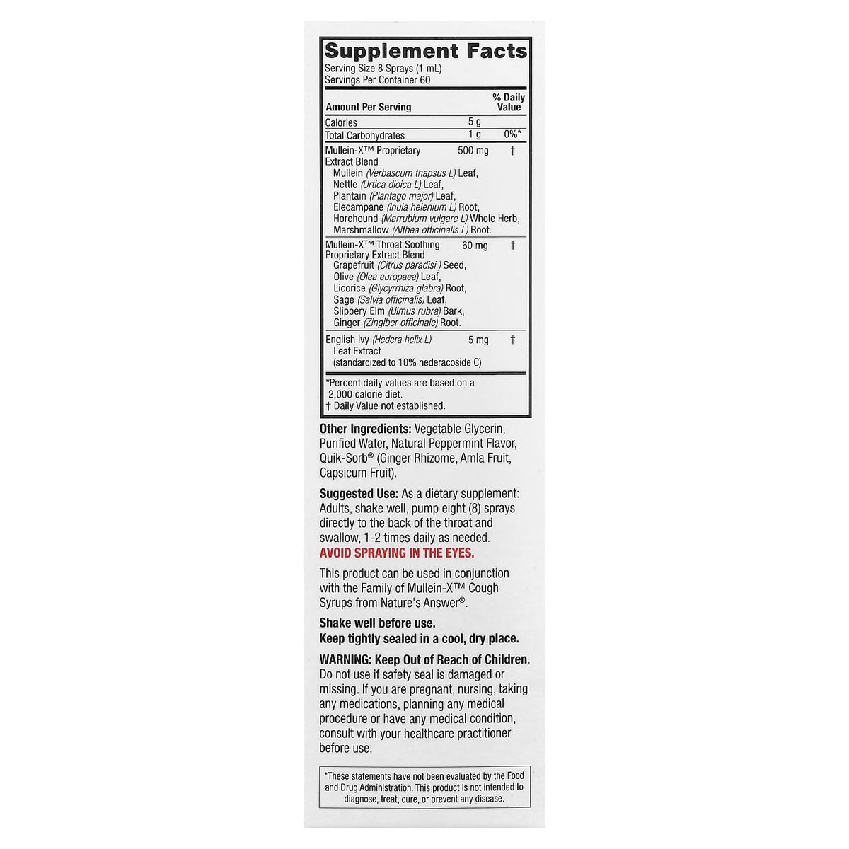 Nature's Answer Mullein-X Throat Spray - 2 Fl Oz - image 3