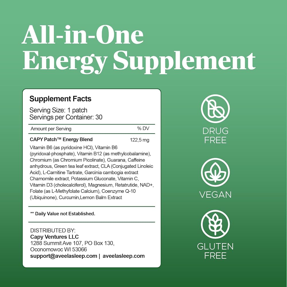 Capy Patch B12 Vitamin Energy Patch with Caffeine - 30 Count - image 7