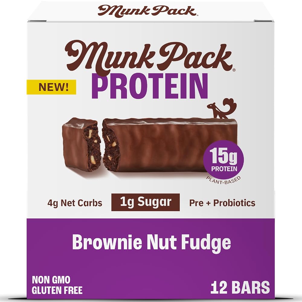 Munk Pack Keto Protein Bars Brownie Nut Fudge - 12 Count