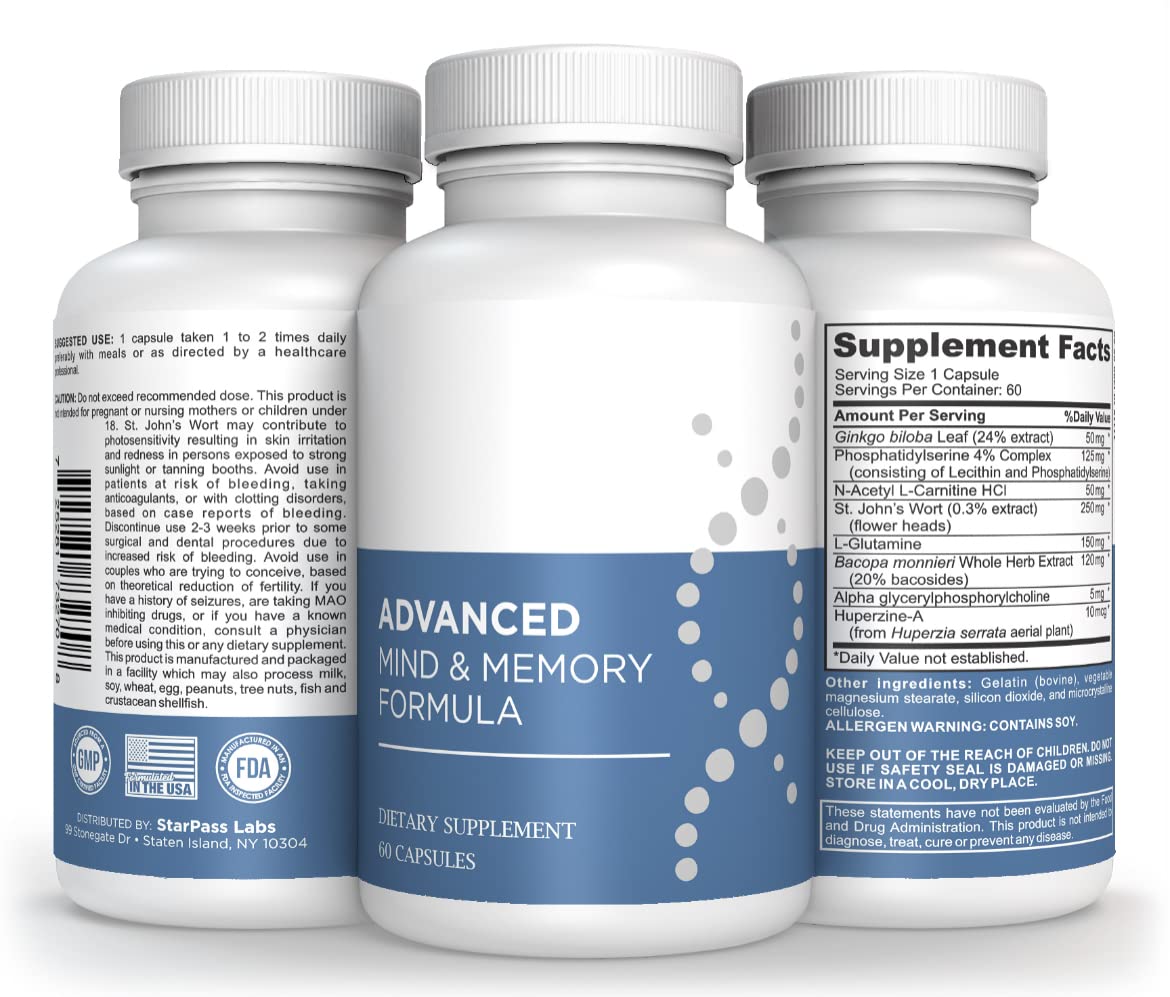 StarPass Labs Advanced Memory Formula Brain Supplement - 60 Capsules - image 4