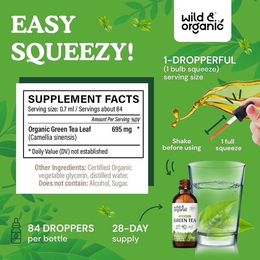 Wild & Organic Green Tea Extract Drops - Organic Green Tea Liquid