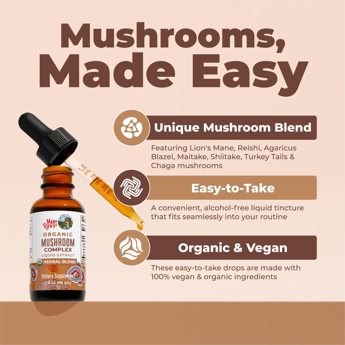 MARYRUTH'S Organic Mushroom Complex Liquid Drops - 30 Servings - image 4