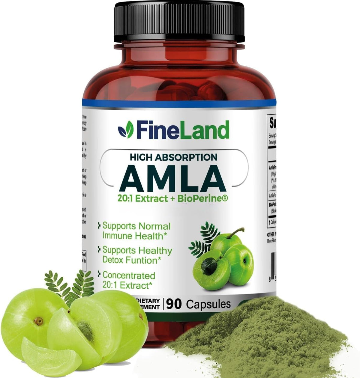FineLand Amla Full Spectrum Extract with BioPerine - 90 Vegan Capsules