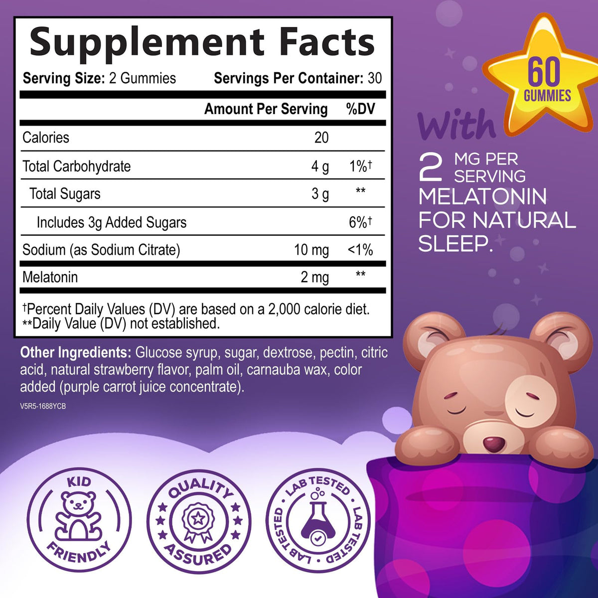 Nature's Nutrition Kids Melatonin Gummies 2mg - 60 Gummies - image 2