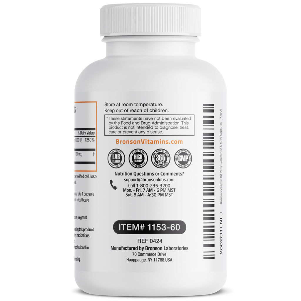 Bronson Vitamin K2 (MK7) with D3 Extra Strength Supplement Bone
