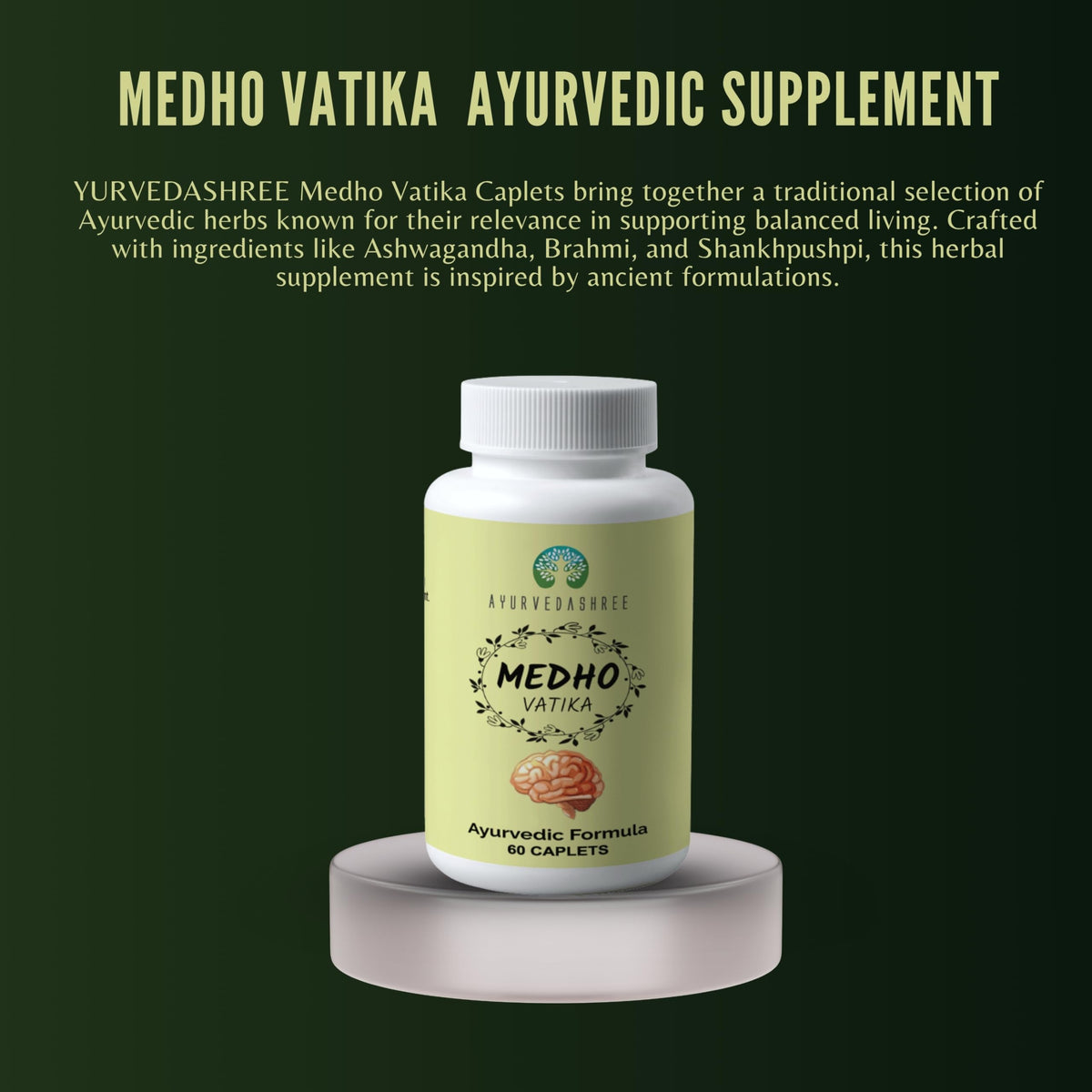 AYURVEDASHREE Medho Vatika Herbal Supplement - 60 Caplets - image 6