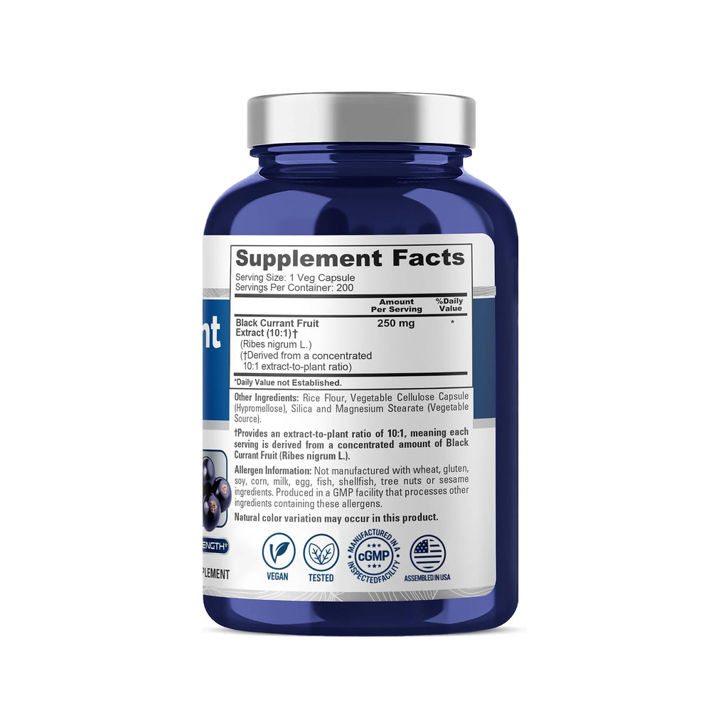 NusaPure Black Currant 250 mg Vegan - 200 Vegetarian Capsules - image 2
