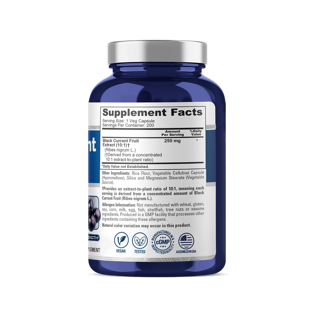 NusaPure Black Currant 250 mg Vegan - 200 Vegetarian Capsules - image 2