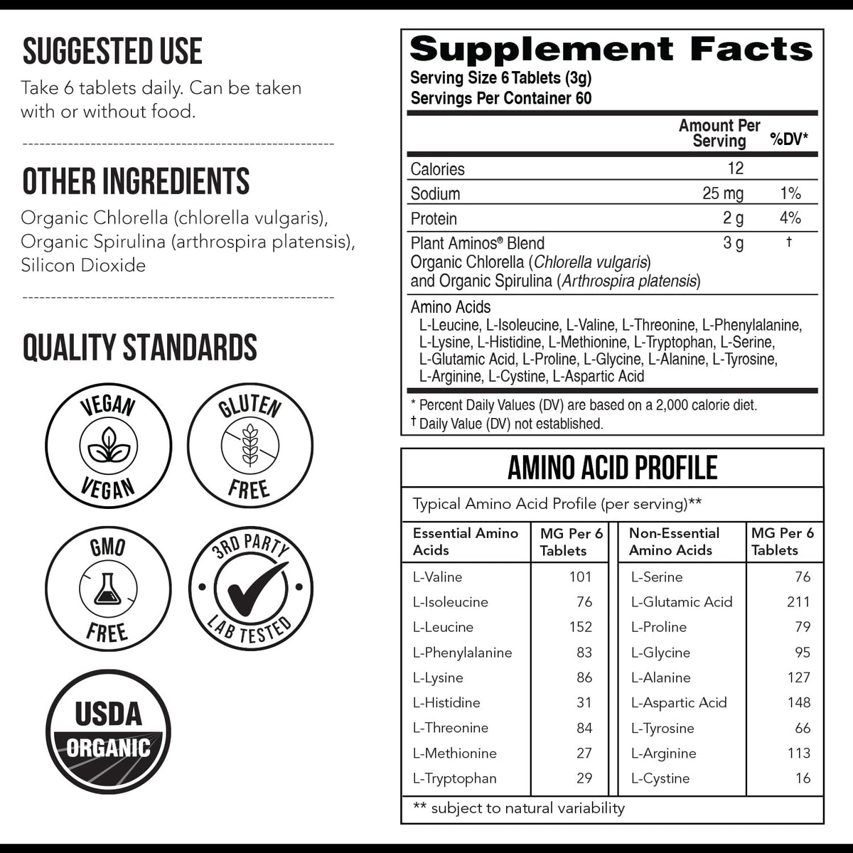 Triquetra Health Plant Aminos Organic Essential Amino Acids - 360 Tablets - image 2