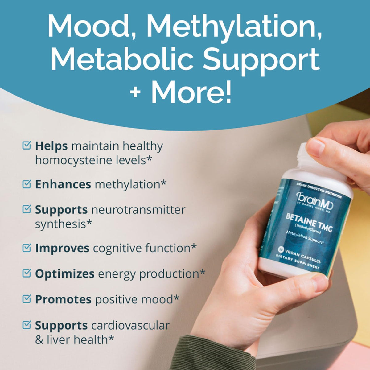 BrainMD Dr Amen Betaine TMG Mood Support - 60 Capsules - image 3